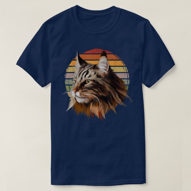 Maine Coon Cat Vintage Retro  T-Shirt (Design Front)