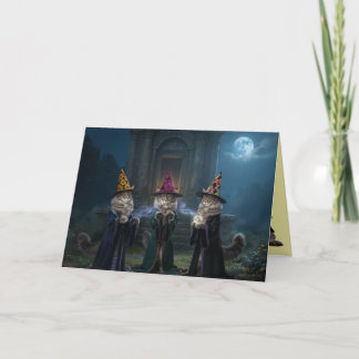 Maine Coon Cat Witch Halloween Card