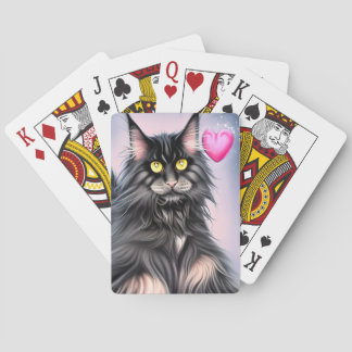 Maine Coon Cat with a Heart Valentine's Day   Playing Cards
