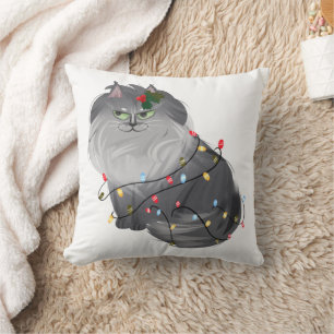 Maine Coon Cat with Christmas Decorations Cushion