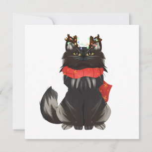 Maine Coon Cat with Christmas Decorations Invitation