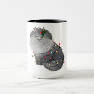 Maine Coon Cat with Christmas Decorations Mug