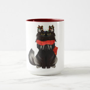 Maine Coon Cat with Christmas Decorations Mug