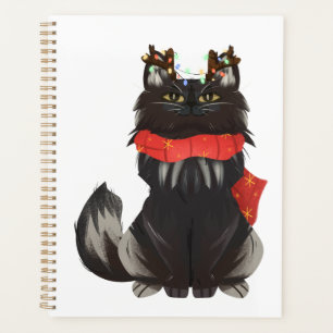 Maine Coon Cat with Christmas Decorations Planner