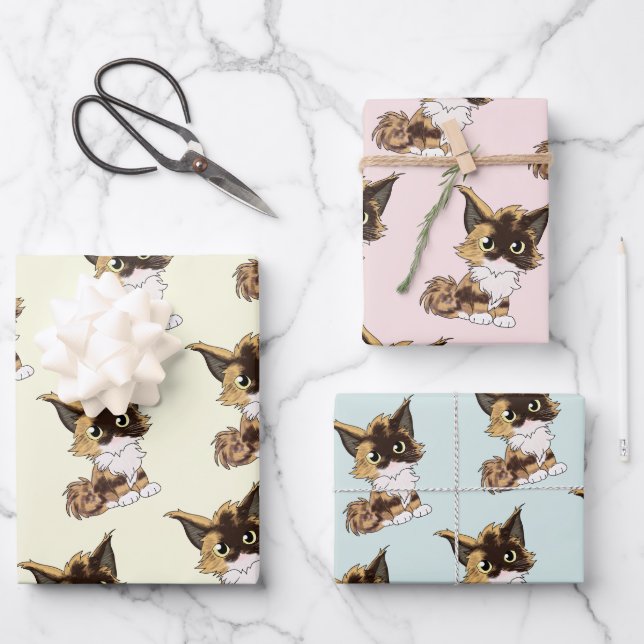 Maine coon cat wrapping paper sheet (Front)