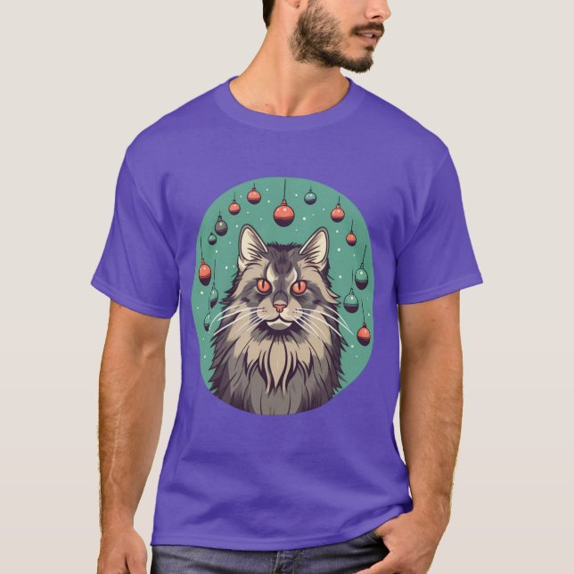 Maine Coon Cat Xmas Ornament1 T-Shirt (Front)