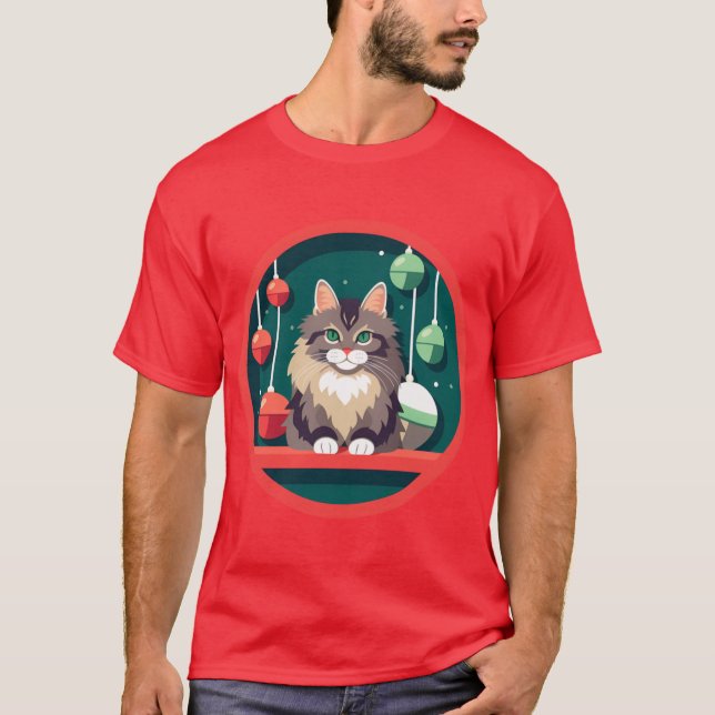 Maine Coon Cat Xmas Ornament T-Shirt (Front)