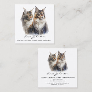 Maine Coon Cats Square Business Card
