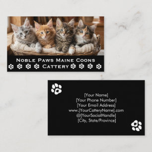Maine Coon Cattery   Pet Breeder Customisable  Business Card