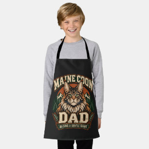 Maine Coon Dad Vintage Forest Green Cat Badge Apron