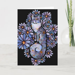 Maine Coon Dilute Calico Cat Purple                Card