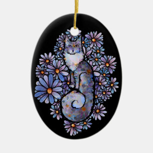 Maine Coon Dilute Calico Cat Purple                Ceramic Ornament
