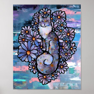 Maine Coon Dilute Calico Cat Purple                Poster