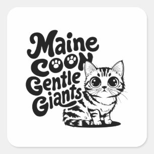 Maine Coon Gentle Giants Cat Square Sticker