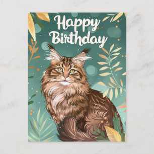 Maine Coon Happy Birthday Postcard