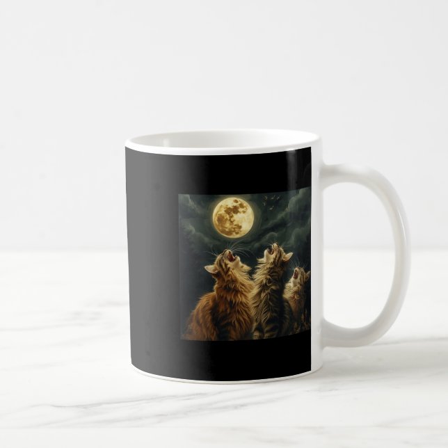 Maine Coon Howl At Moon Cat Lover  Coffee Mug (Right)