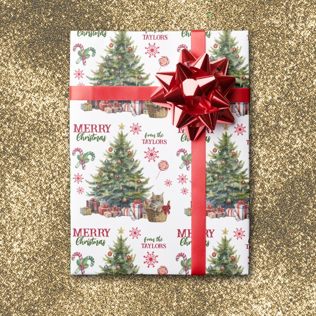 Maine Coon Kitten Basket Under the Christmas Tree Wrapping Paper (Creator Uploaded)