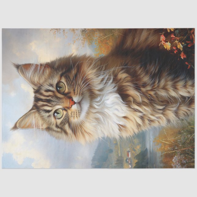 Maine Coon Kitten Portrait Decoupage Tissue Paper (Front)