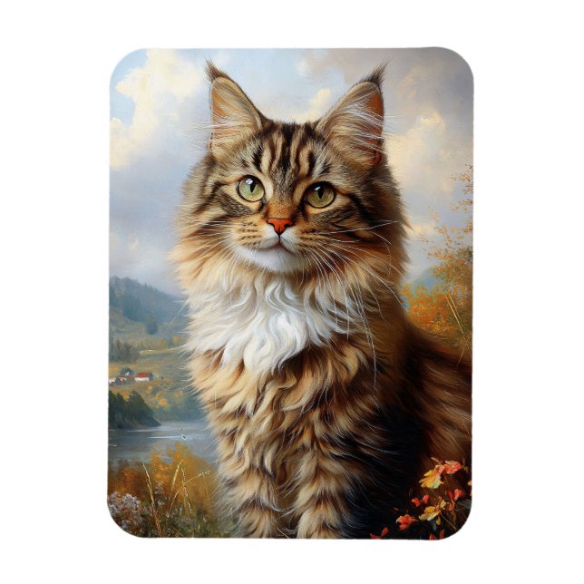 Maine Coon Kitten Portrait Flexible Magnet (Vertical)
