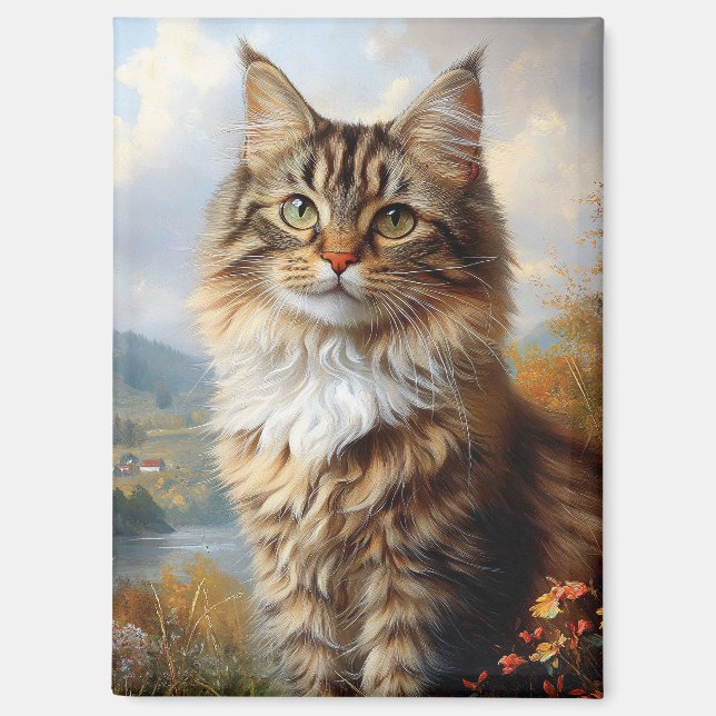 Maine Coon Kitten Portrait Magnet (Front)