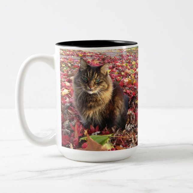 Maine Coon  Kitty Cat Two-Tone Coffee Mug (Left)