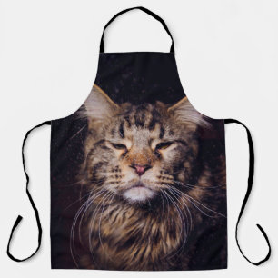 maine coon on a black background younganimal,cat,c apron