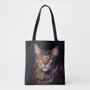 maine coon on a black background younganimal,cat,c tote bag