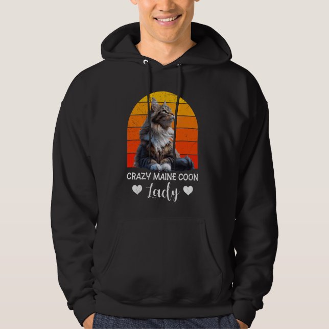 Maine Coon Owner CRAZY MAINE COON LADY Cat Mummy Hoodie (Front)