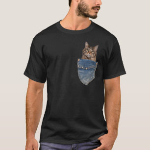Maine Coon Pocket Kitten Cute Maine Coon Cat Pock T-Shirt