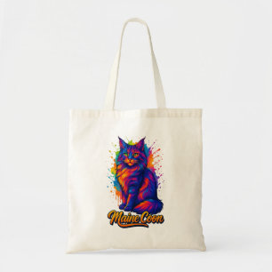 Maine Coon Pop Art Colourful Cat Illustration Tote Bag