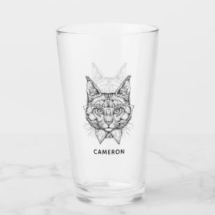 Maine Coon Portrait   Add Your Name Glass