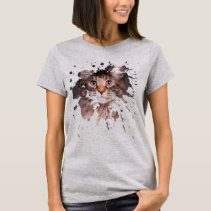 Maine Coon Portrait Splash T-Shirt