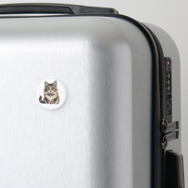 Maine Coon Punk Cat Round Magnet (In Situ (Luggage))