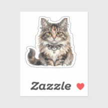 Maine Coon Punk Cat Round Sticker