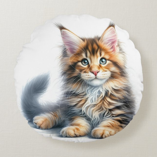 maine coon round cushion (Front)