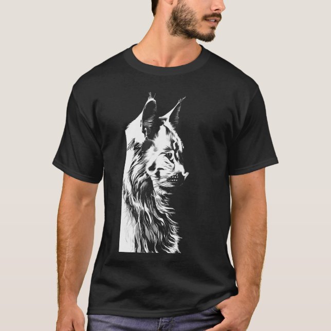 Maine Coon T-Shirt: Men's Black & White Cat T-Shirt (Front)