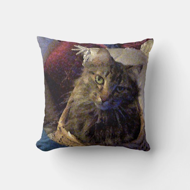 Maine Coon Tabby Cat Cushion (Front)