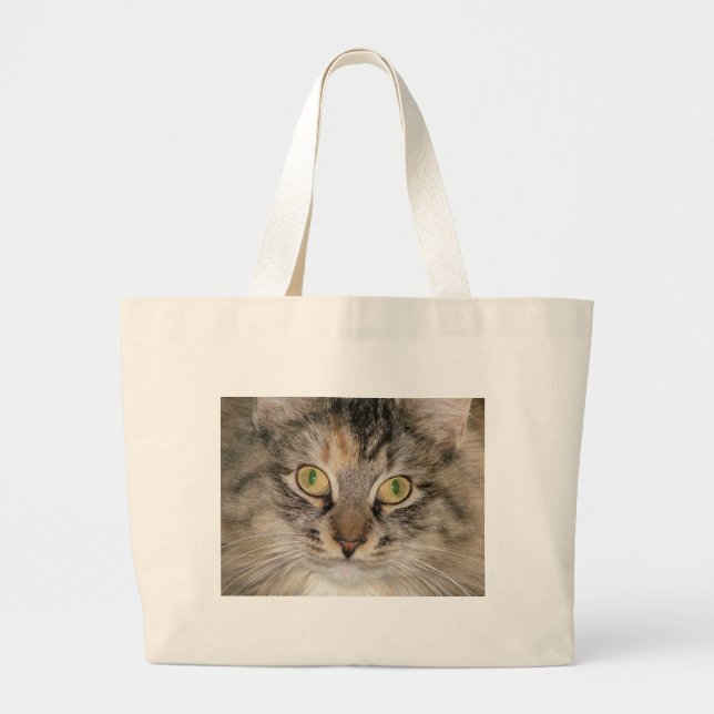 Maine Coon Tabby Cat Large Tote Bag (Front)