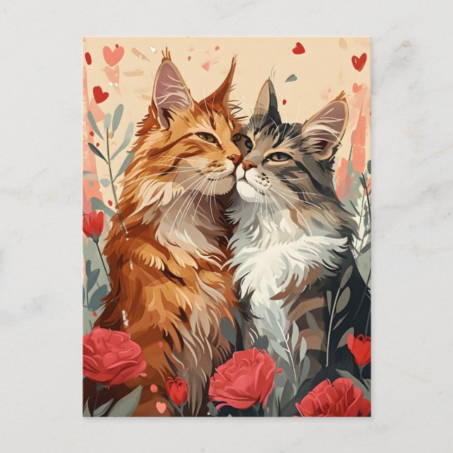 Maine Coon Valentine's Day  Postcard (Front)