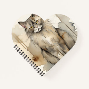 Maine Coon Watercolor Illustration Notebook