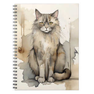 Maine Coon Watercolor Illustration Notebook