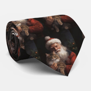 Maine Coon With Santa Claus Festive Christmas  Tie