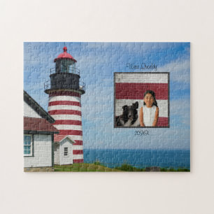Maine Custom Photo West Quoddy Lighthouse Jigsaw Puzzle