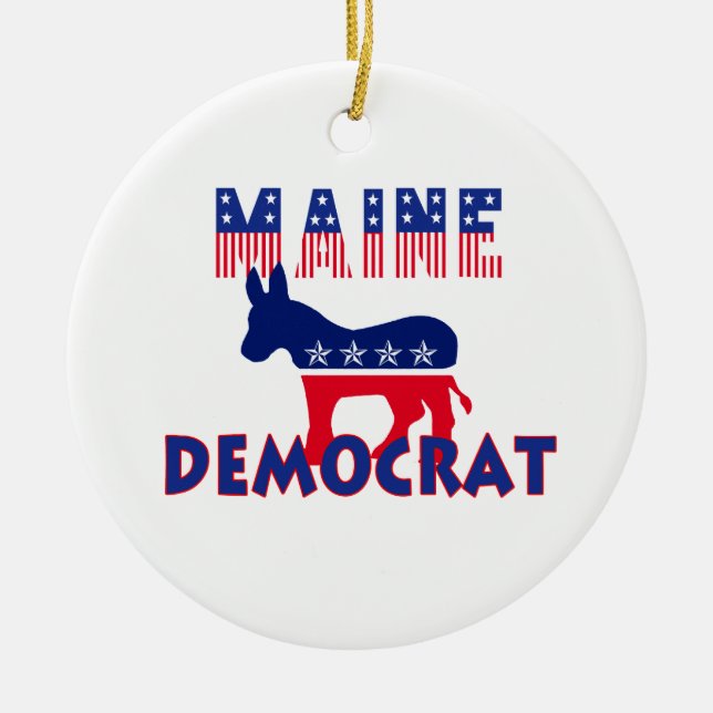 Maine Democrat Ceramic Tree Decoration (Front)