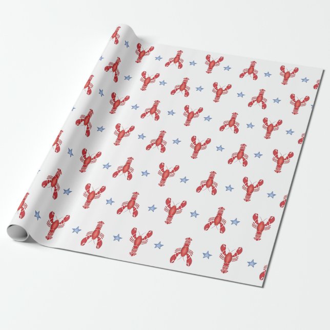 Maine Event Lobster Preppy Seaside Coastal Wrapping Paper (Unrolled)