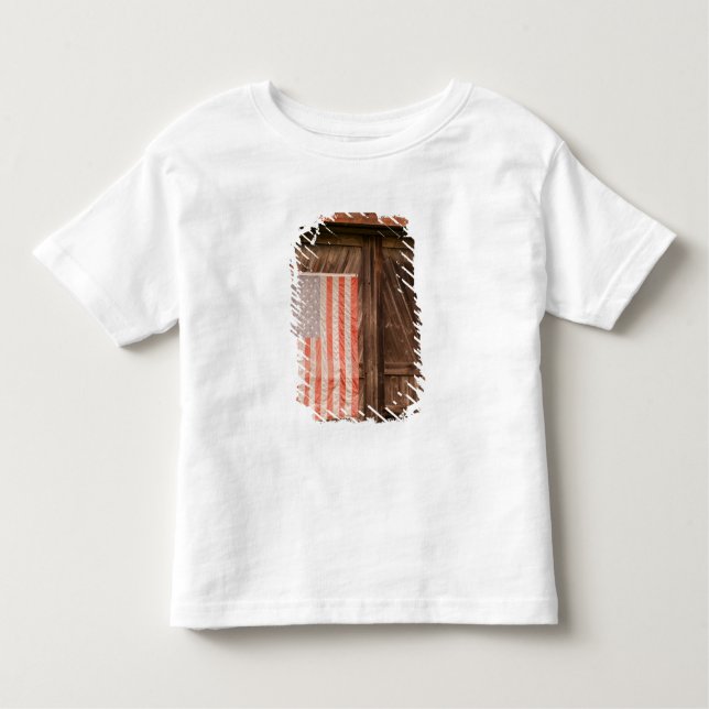 Maine, Faded American flag on door of old barn Toddler T-Shirt (Front)