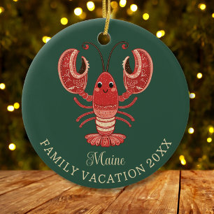 Maine Family Vacation Keepsake Lobster Ceramic Ornament