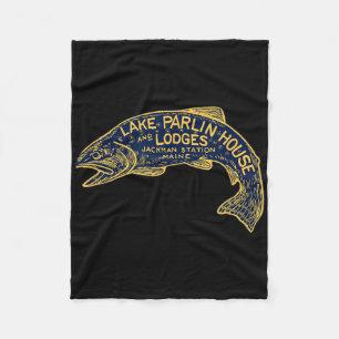 Maine Fishing And Hunting Lodge - Lake Parlin Vint Fleece Blanket