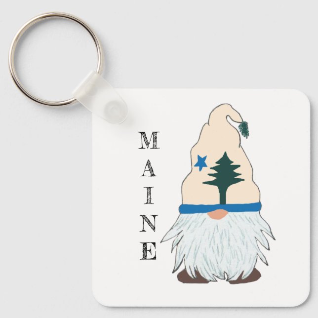Maine Flag Gnome Hat  Key Ring (Front)