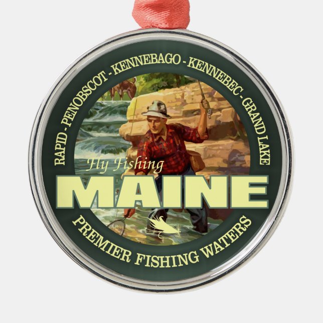Maine Fly Fishing Metal Ornament (Front)